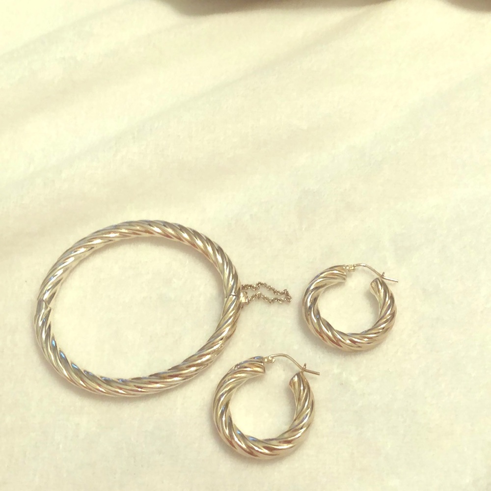 Solid sterling silver bracelet and earrings